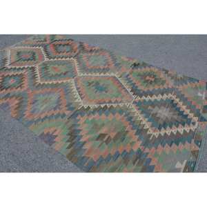 Tapis Kilim turc vintage 5.4 X 10.2ft rouge vert Patchwork Design laine matériel Latex support 10mm rectangle abstrait pour vivre - Product Image 4