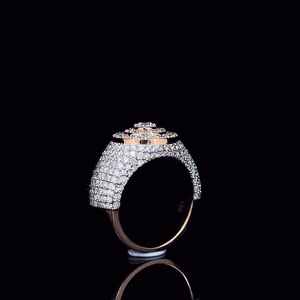 Mens iced out hip hop ring wide band moissanite <b>cluster</b> multi halo pave setting gold plated s925 silver wholesale - Product Image 5