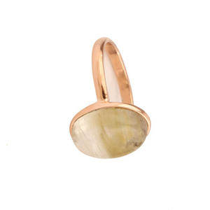 Anillo delicado de rutilo dorado Natural ovalado de 10x14mm para mujer, joyería fina chapada en oro rosa de alto pulido de plata sólida - Product Image 2