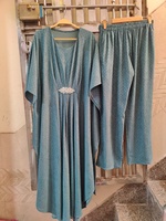 Setelan Kaftan Wol Berkilau Ukuran Bebas dengan Celana Panjang untuk Festival, Kurti Wanita, Pakaian India Pakistan Grosir, Panjang Sedang