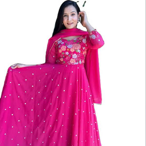 Nuevo Diseño Exclusivo, Vestido Largo Informal de Algodón, Viscosa y Seda para Mujer, Ropa Regional India - Product Image 1