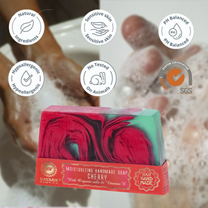 Cherry Glycerin <b>Soap</b> Bar Juicy Fragrance Skin Nourishing Formula Almond Olive Oil Vitamin E Private Label OEM Bulk Supply - Product Image 1