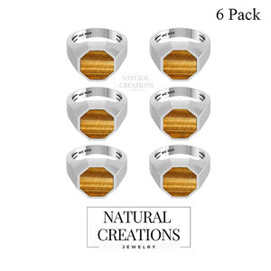 Anillo Hexagonal de Plata de Ley 925 con Incrustaciones de Ojo de Tigre Clásico para Hombre, Hecho a Mano, Regalo Único para Él, Cumpleaños, Aniversario, Boda - Product Image 2