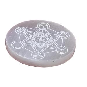 Natural Selenite Charging Plate Metatron's Symbol for Reiki Healing Wholesale Selenite Charging Plates wholesale <b>crystal</b> - Product Image 5