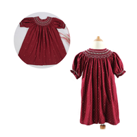 Vente chaude de robes smockées en coton à manches courtes pour filles ODM et motif à pois OEM du fabricant vietnamien pour enfants