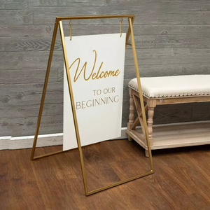 Soporte de bienvenida de hierro para uso en exteriores en acabado blanco y negro para fiestas, recepción, uso en eventos - Product Image 3