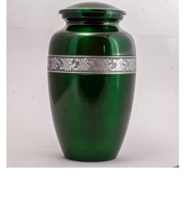 Urna de cremación de aluminio grabada en plata para cenizas humanas para adultos-Urna de almacenamiento de cenizas conmemorativas funerarias hechas a mano-Bolsa incluida - Product Image 4