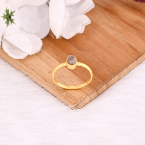 แหวนเงินแท้ทัวร์มาลีนธรรมชาติสีเหลืองทอง925ออกแบบด้วยมือเครื่องประดับผู้หญิงแบบมินิมอล - Product Image 4