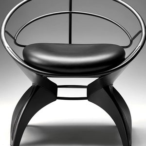 เก้าอี้และสตูลบาร์หนังสีดำโลหะหรูหราทันสมัย ฐานโลหะ สำหรับบาร์ ร้านอาหาร รับประทานอาหารกลางแจ้ง โดย WB INC INDIA - Product Image 1