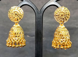 Juego de aretes Super Ofertas con aretes Jhumka chapados en oro de 22CT, joyería para mujer, ropa de exportadores indios - Product Image 2