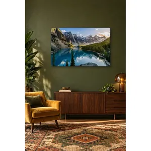 Impresión en lienzo de las montañas nevadas de Fida y el lago Moraine Turquesa - Product Image 3