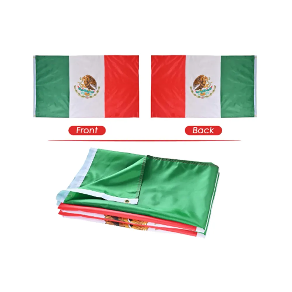 Verkaufsschlager individueller 90 × 150 cm Polyester-Seidenbilddruck fliegende mexikanische Flagge 3 × 5 Fuß von Mexiko