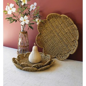 ชุดถาดเสิร์ฟหญ้าทะเลสานหอยเชลล์3ชิ้นตกแต่งโต๊ะรับประทานอาหารและเครื่องครัวถาดธรรมชาติผลิตจากเวียดนาม - Product Image 1