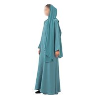 Abaya à manches structurées bleu aqua pour femmes, robe modeste musulmane, style Dubaï, kaftan islamique, jalabiya, robe élégante et modeste