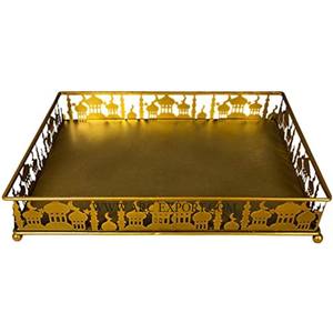 Ensemble de 2 plateaux décoratifs pour Ramadan en métal de couleur or, lune et étoile, plateau créatif de forme personnalisée fait à la main de qualité supérieure - Product Image 6