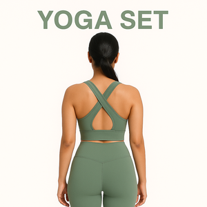 Ensembles de yoga d'entraînement Gym Fitness cordon de serrage respirant conception de logo personnalisé de haute qualité grande taille 2 pièces élasthanne/nylon femmes - Product Image 3