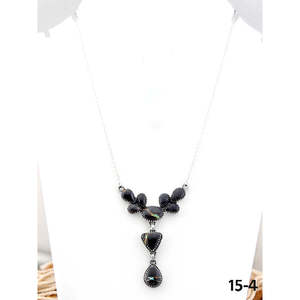 Collier artisanal Southwest en argent sterling noir avec perles en forme d'ancrage et de chiffres, chaînes classiques - Product Image 1