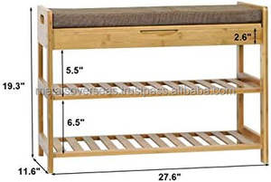 Hot Selling <b>Shoe</b> Rack <b>Bench</b> with Cushion Padded Seat Entryway <b>Bench</b> with <b>Storage</b> 3 Tier Metal <b>Storage</b> <b>for</b> Entryway - Product Image 5