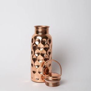 Small Outdoor Copper <b>Metal</b> Water <b>Bottle</b> <b>with</b> Handle Diamond Design Home Living Kitchenware for Business Gifts BY HF CRAFTS - Product Image 3