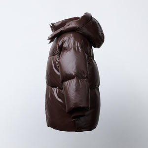 Chaqueta Acolchada con Capucha Brillante y Cálida, con Cuello Alto, Cierre de Cremallera Frontal y Ajuste Holgado y Acogedor para Ropa de Invierno para Niñas, Tendencia - Product Image 4