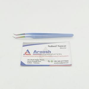 Vente en gros 45 degrés Dumont pince à épiler en acier inoxydable enduit bleu bébé Logo personnalisé pointu pour l'extension des cils - Product Image 4