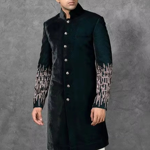 DESIGNER BEAUTIFUL GROOM SHERWANI,KURTA & <b>PANT</b> DRESS WITH EMBELLISHED CRYSTAL GLASS BEADS,STONE,DABKA WORK for WEDDING=2024 - Product Image 1