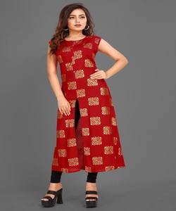Kurti en pur coton de créateur avec impression de feuille d'or Prix le plus bas du marché Suart Gujarat Vêtement ethnique - Product Image 4