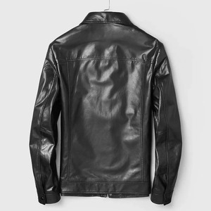 Veste en cuir d'agneau véritable pour homme, hiver, noire, décontractée, streetwear, imperméable, respirante, écologique - Product Image 2