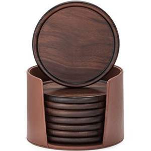 Nouvelle arrivée : Ensemble de 3 sous-verres avec bande en cuir et finition naturelle pour le thé et le café, vente flash à bas prix en Inde - Product Image 3