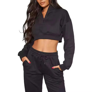 Ensemble de survêtement pour femmes, gris, en molleton, décontracté, coupe ample, pantalon et veste longs avec poche, respirant, pour toutes les saisons - Product Image 4