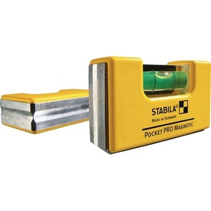 Nivel de burbuja magnético STABILA Pocket PRO de 7 cm, aluminio amarillo, precisión de 1 mm/m con imán potente - Product Image 1