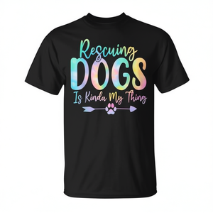 Camiseta Tie Dye con Estampado 'Rescuing Dogs Is Kinda My Thing', Unisex para Adultos, Cuello Redondo, Manga Corta, Impresión Digital, Ecológica - Product Image 2