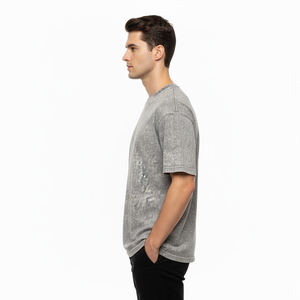 เสื้อยืดแนวสตรีทของผู้ชายเสื้อยืดสำหรับผู้ชายผ้าซักกรดซักเสื้อผ้าไซส์สั้นสวมใส่สบาย - Product Image 3