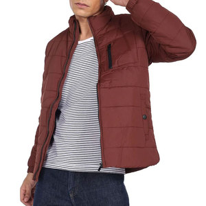 "Jacket for Men Men's Jackets <b>Brick</b> Red Quilted Winter Jacket with Chest Zip Pocket and Elastic Cuffs" - Product Image 1