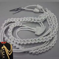 Aiguillette professionnelle personnalisable en cordon métallique double tressé et recouvert, avec fil doré et double embout, pour vêtements et uniformes
