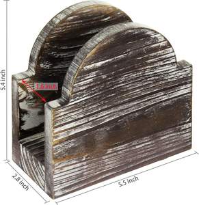 Porte-serviettes droit en bois torché rustique avec conception d'arc, distributeur de serviettes en papier pour table à manger - Product Image 6