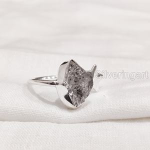 Anillo de Plata de Ley 925 con Diamante Herkimer Natural en Bruto, Ajustable, con Forma de Estrella, para Mujer, Joyería de Piedra Natural, Regalo de Navidad - Product Image 3