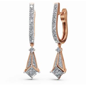 Exclusivos Pendientes de Diamantes con Ilusión de Nebulosa en Oro de 14 Quilates, Corte Princesa y Redondo, Joyería Cultivada en Laboratorio, Proveedor Mayorista - Product Image 5