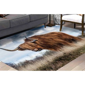 Alfombra de Vaca Highland: Alfombra Decorativa con Diseño de Toro Escocés, Alfombra Estampada, Alfombra de Chenilla - Product Image 3