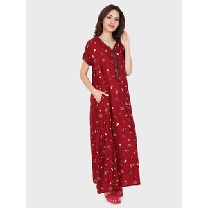 Camisón Largo Estampado de Rayón Casual para Mujer Evolve, Ropa de Dormir Tejida Súper Cómoda con Cintura Elástica y Cordón Ajustable para el Hogar en Verano - Product Image 5