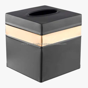 กล่องทิชชู่งานทำมือลายทาง,ที่ใส่ผ้าเช็ดปากเหมาะสำหรับวางบนโต๊ะห้องรับประทานอาหารสำนักงานห้องน้ำสีทองแดง - Product Image 5