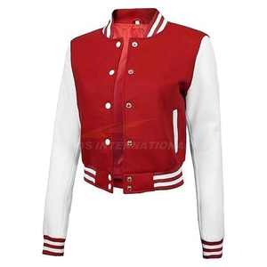 Veste courte bombardier universitaire pour femmes OEM marque personnalisée broderie Logo Baseball Letterman vestes usine en vrac vente en gros - Product Image 2