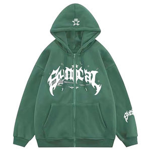 ชุดวอร์มมีฮู้ดสำหรับผู้ชายชุดเสื้อฮู้ดมีซิปแบบสวมศีรษะงานปักผ้าขนาดพลัสไซส์ - Product Image 1