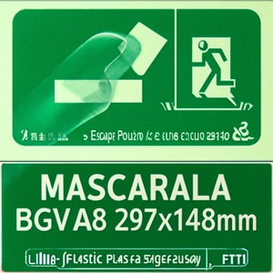 ป้ายทางหนีฉุกเฉินด้านซ้าย BGV A8 297x148 มม. ทางออกฉุกเฉินพลาสติก - Product Image 2