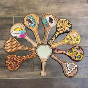 New Engraved Tooled Leather Handheld <b>Mirror</b> Western Genuine Leather Makeup Hand <b>Mirror</b> Personalized Vintage <b>Mirror</b> Gift for Her - Product Image 5