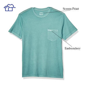 Camiseta de manga corta de talla grande transpirable de tela de punto de algodón en blanco informal de alta calidad con bolsillo multicolor para hombres - Product Image 5