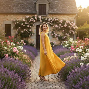 Robe longue en lin sans manches coupe ample personnalisée - Product Image 2