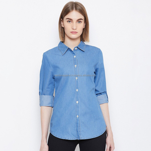 Nardon Apparel 2025 Summer Trendy European Women's T-Shirt New Personality Soft Denim Casual Shirt For Women - Product Image 3