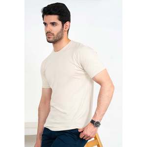 T-shirt basique en coton à col rond pour homme, faible MOQ, 100 % coton, motif uni, léger, 300 grammes, T-shirts basiques tendance compressés - Product Image 1