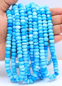 ลูกปัดโอปอลสีฟ้าสวยงาม รูปทรงกลมเรียบ ขนาด 15 นิ้ว, 8 มม. - 11 มม., อัญมณีโอปอลสีฟ้า, ลูกปัดโอปอลคุณภาพ AAA, เครื่องประดับ - Product Image 6